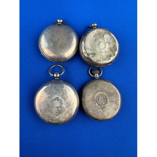 174 - Group of Four Hallmarked Silver Pocket Watches as found