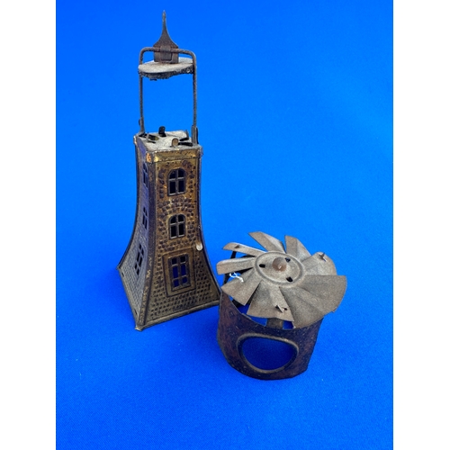 407 - Antique Tin Fairy Light Candle Lantern