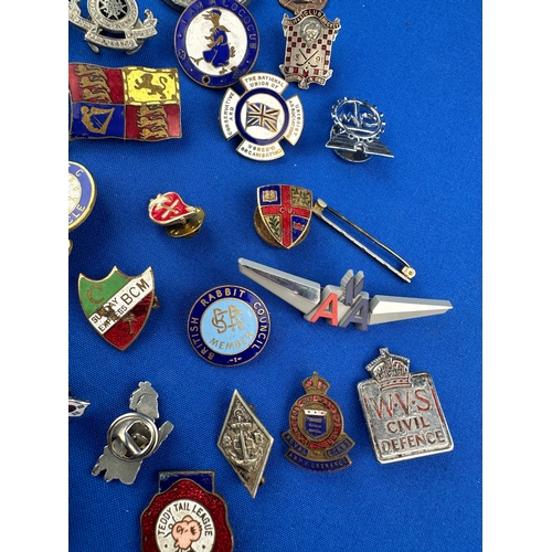 142 - Vintage & Antique WW1 Medal & Pin Badges including Enamel, Golly Badge, Military &^ Sporting Badges ... 