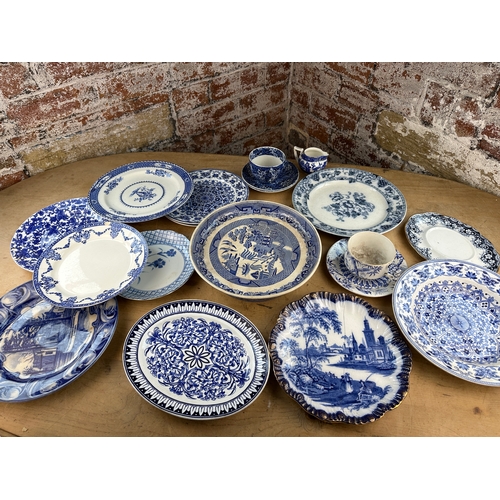 565 - Group of Antique & Vintage Blue & White Plates including Minton