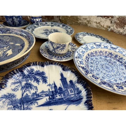 565 - Group of Antique & Vintage Blue & White Plates including Minton