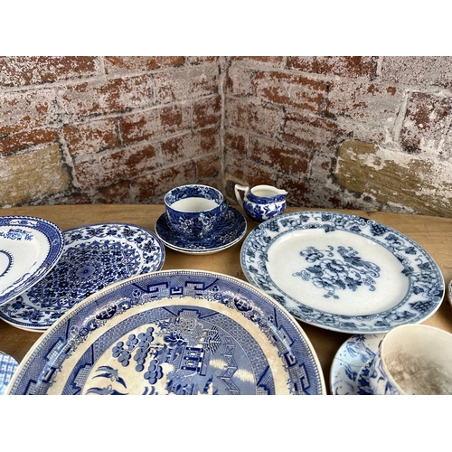 565 - Group of Antique & Vintage Blue & White Plates including Minton