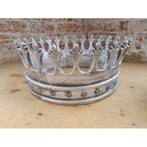 369 - Pair of Large Silvered Crown Photographers Props for Baby Photos - 37cm internal diameter