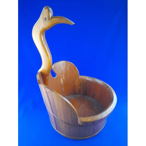 370 - Oak Planter/Baby Bath in the Form of a Crane - 61cm tall