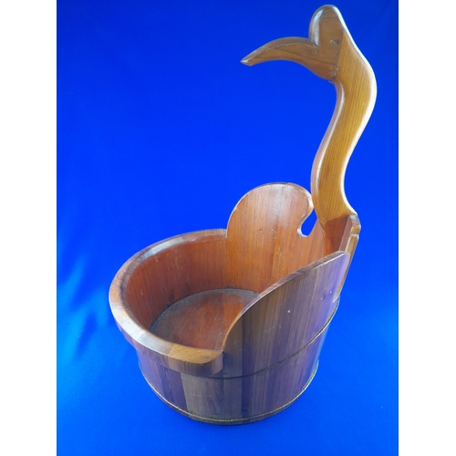 370 - Oak Planter/Baby Bath in the Form of a Crane - 61cm tall