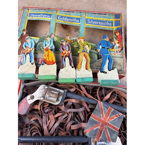 313 - Group of Vintage Toy Rubber Band Guns including Chad Valley Bandit