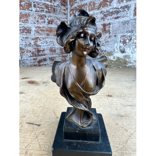 375 - Cold Cast Bronze Art Nouveau Female Bust after Henri Jacobs