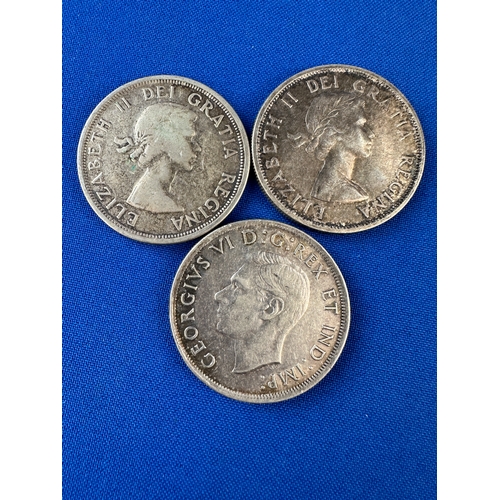 163 - Three Canadian Silver Dollars 1939, 1953 & 1958