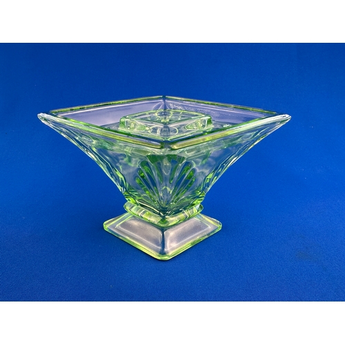 590 - Art Deco Green Glass Posy Bowl