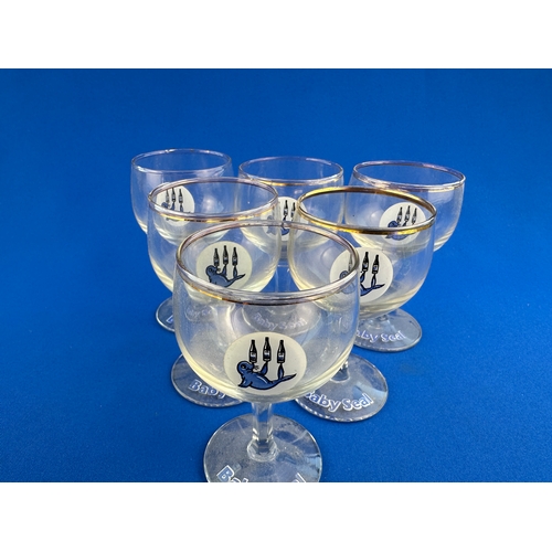 591 - Six Vintage Drinking Glasses - Baby Seal (do-do, da, do-do)