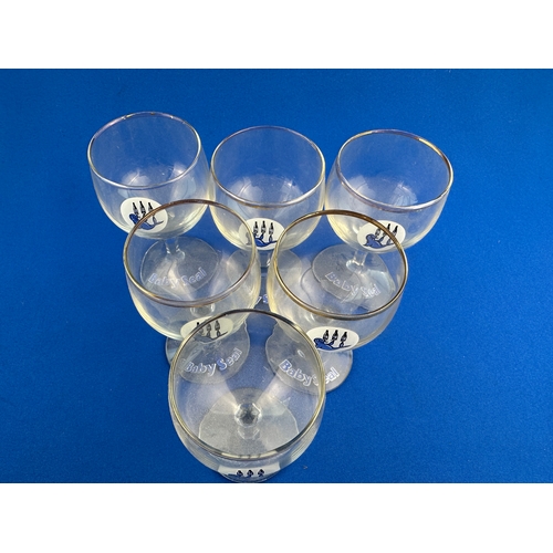 591 - Six Vintage Drinking Glasses - Baby Seal (do-do, da, do-do)