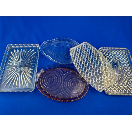 592 - Group of Vintage Glass Dressing Table Trays