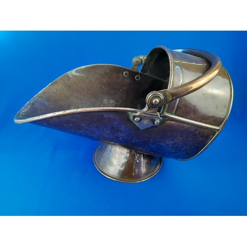 353 - Heavy Copper Coal Scuttle and Brass Shovel