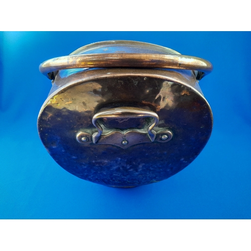 353 - Heavy Copper Coal Scuttle and Brass Shovel