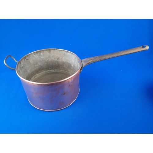 354 - Copper and Brass Saucepans and Cast Iron Trivet