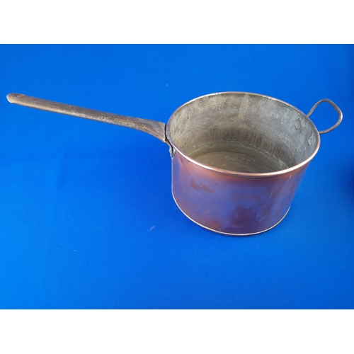 354 - Copper and Brass Saucepans and Cast Iron Trivet