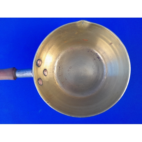 354 - Copper and Brass Saucepans and Cast Iron Trivet