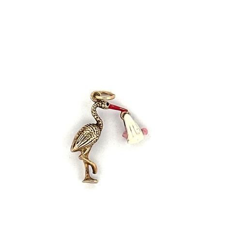 36 - 9ct Gold Stork Articulated Pendant / Charm 2.43g