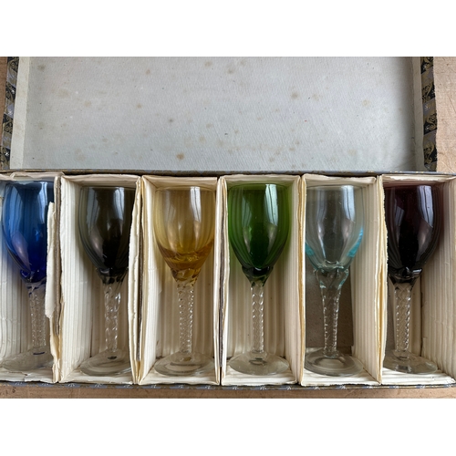 604 - Boxed Vintage Coloured Liqueur Glass Set