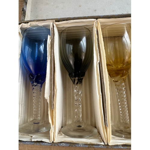 604 - Boxed Vintage Coloured Liqueur Glass Set