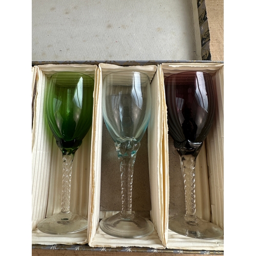 604 - Boxed Vintage Coloured Liqueur Glass Set