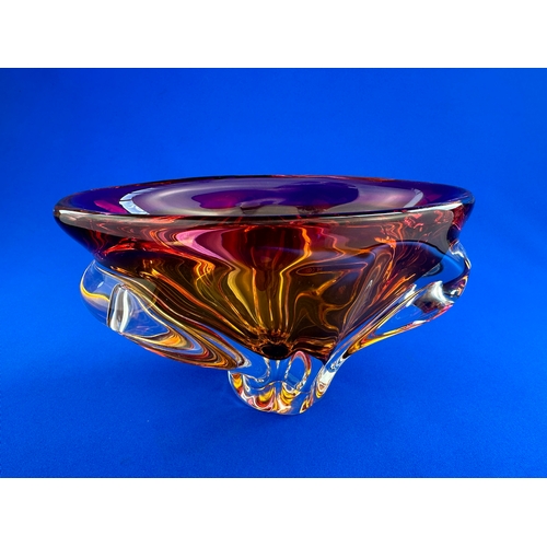 606 - Vintage Art Glass Bowl in the style of Chribska