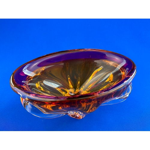 606 - Vintage Art Glass Bowl in the style of Chribska