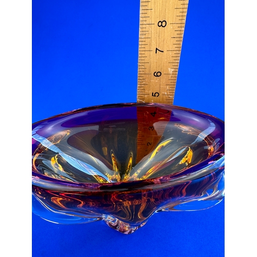 606 - Vintage Art Glass Bowl in the style of Chribska