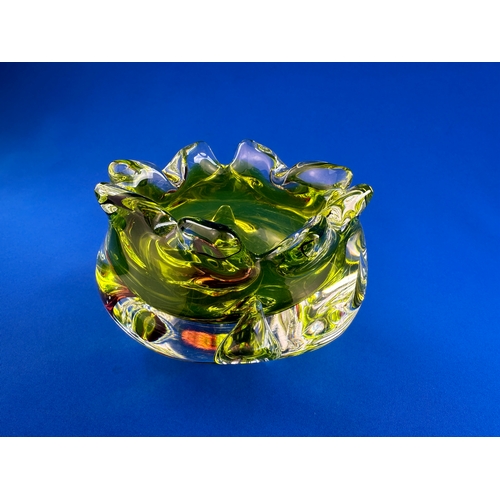 607 - Vintage Czech Art Glass Ashtray possibly Hospodka