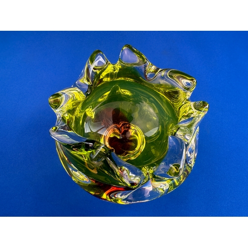 607 - Vintage Czech Art Glass Ashtray possibly Hospodka