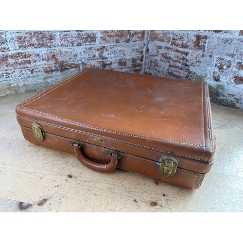 329 - Vintage Leather Hartmann Suitcase