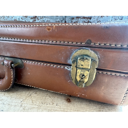 329 - Vintage Leather Hartmann Suitcase