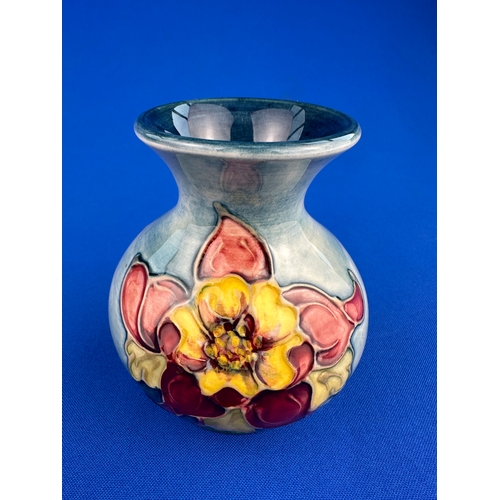 575 - Small Moorcroft Columbine Pattern Vase on Light Background