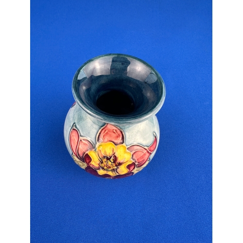 575 - Small Moorcroft Columbine Pattern Vase on Light Background