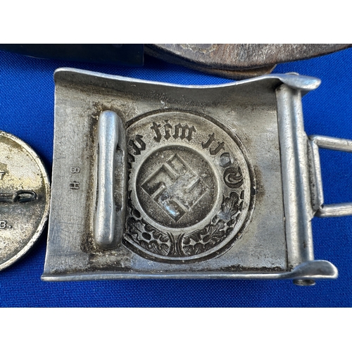 283 - WW1 & WW2 Nazi German Belt Buckles alongside Reichsparteitag 1939 Medal