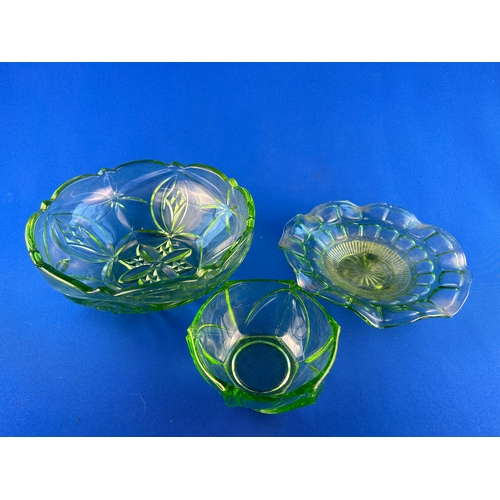 617 - Trio of Green Glass Bowls