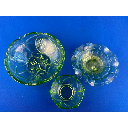 617 - Trio of Green Glass Bowls