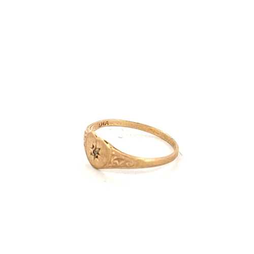 60 - 9ct Gold Heart Ring set with Small Diamond size I, .85g