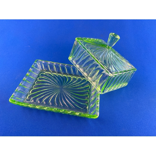 600 - Uranium Glass Butter Wedge