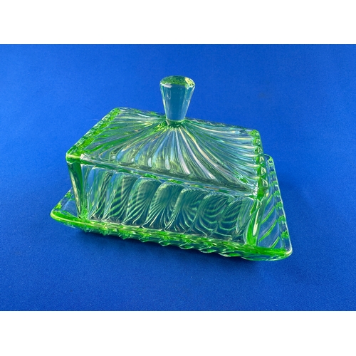 600 - Uranium Glass Butter Wedge