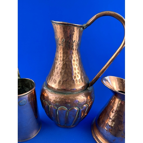 317 - Group of Copper Jugs & Measures (three measures in total)