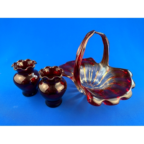 599 - Vintage Art Glass & Ruby Glass Vases