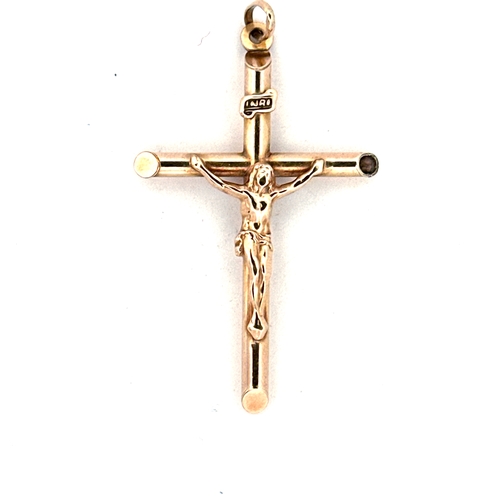 87 - Italian Nine Carat Gold Crucifix Pendant by Unoarre. London 1994 Importers Marks. 1.9g