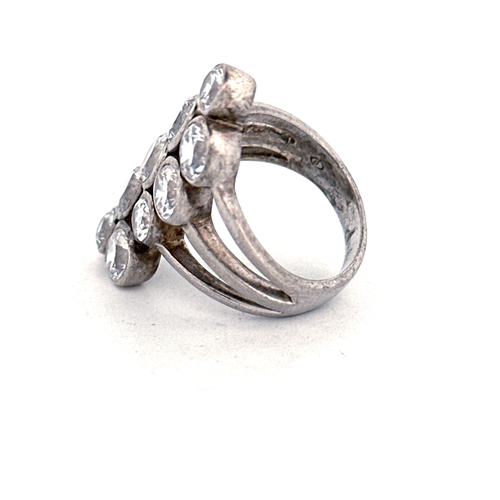 110 - Silver & Cubic Zirconia Ring. Size K 8.6g