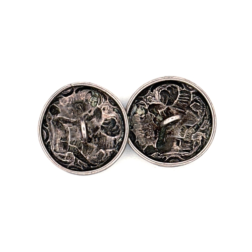 124 - Pair of Antique Silver Buttons by Berthold Muller, Chester Import Hallmarks for 1901.