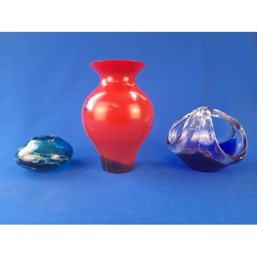 616 - Group of Three Mid-century Art Glass Pieces including Mdina and Caithness