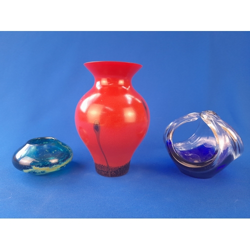 616 - Group of Three Mid-century Art Glass Pieces including Mdina and Caithness