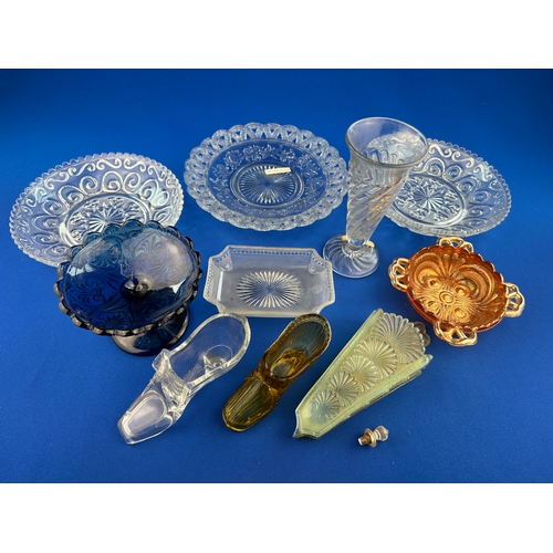 611 - Collection of Antique North East Pressed Glass including Sowerby & Greener