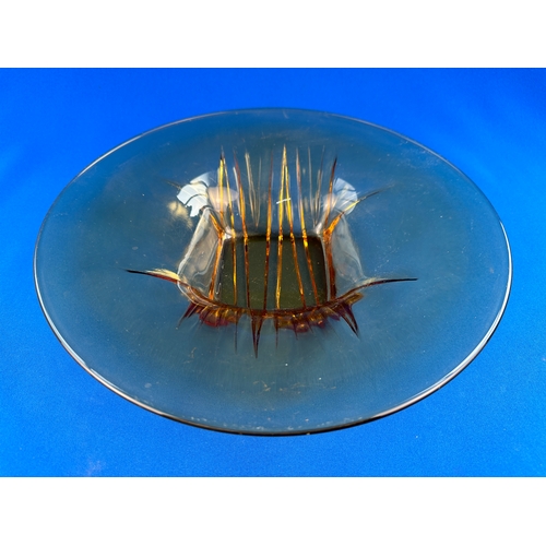 613 - Amber Glass Art Deco Centerpiece - 31cm