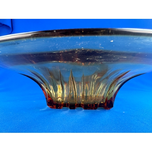 613 - Amber Glass Art Deco Centerpiece - 31cm